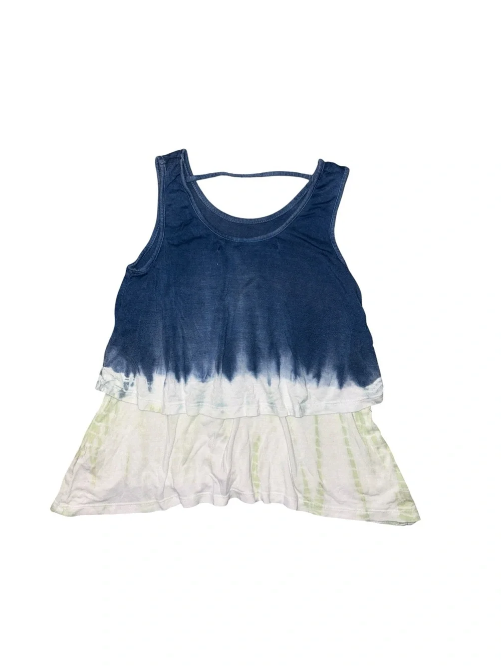 Gypsy 05 Navy and White Tie-Dye Layered Tank Top